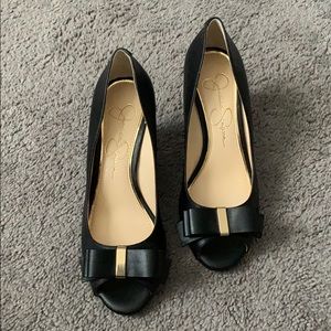 Jessica Simpson Black Bow Wedges